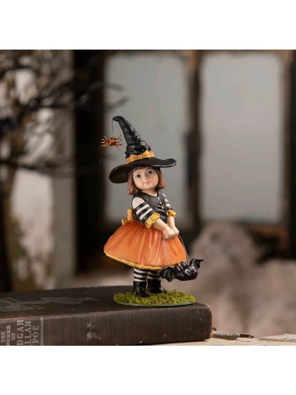 Bethany Lowe Emery Witch Girl With Bat Halloween Child In Costume Figurine NEW